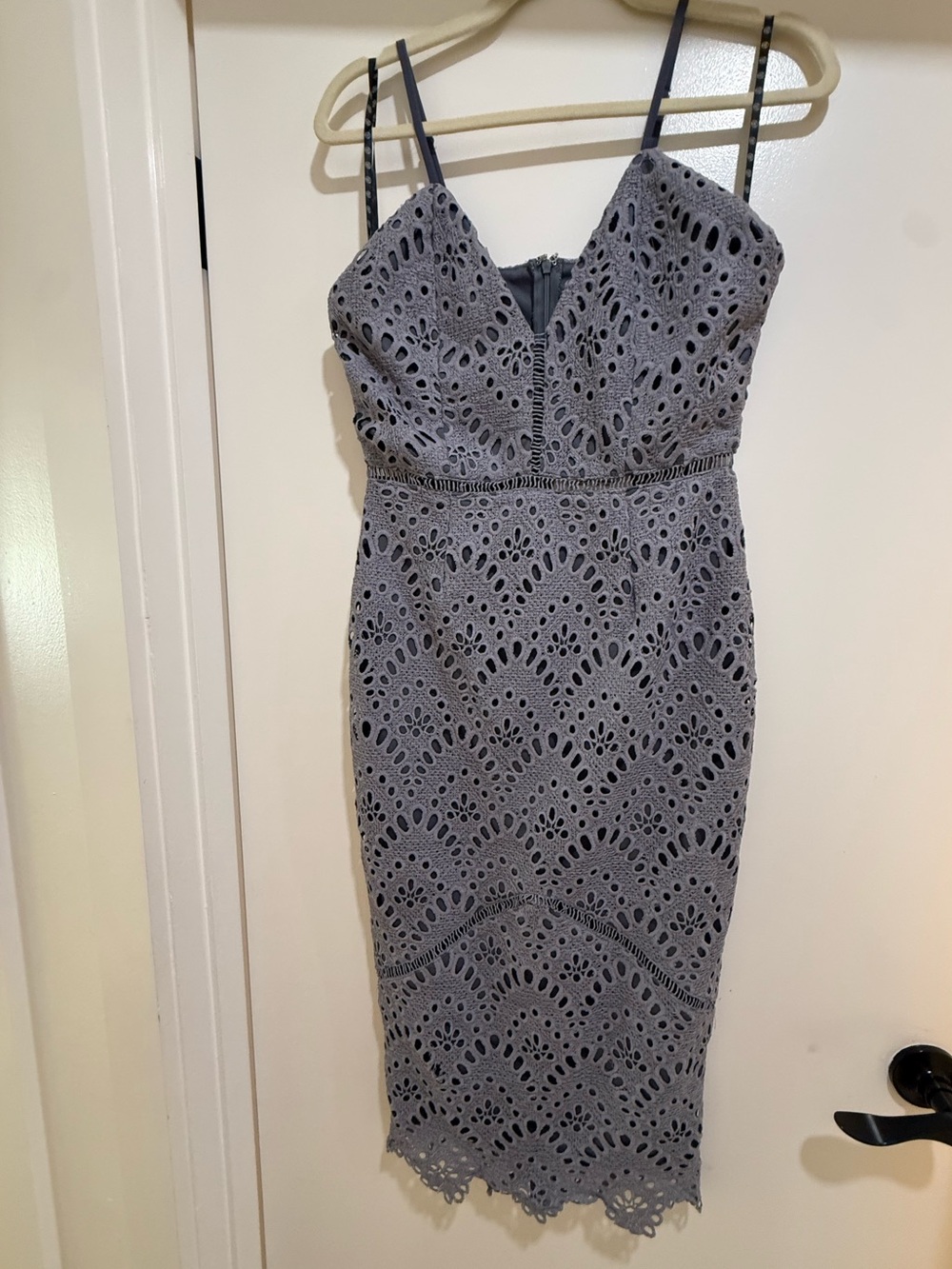NWT Missguided Lace Ladder Detail Midi Dress Blue US 6